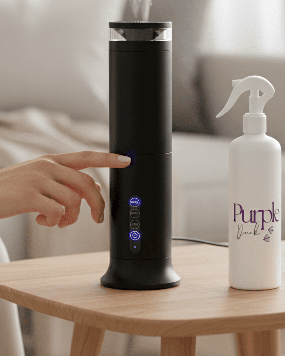 Black Electric Scent Diffuser - Automatic Aroma Diffuser for Continuous Scent - Purple Duck
