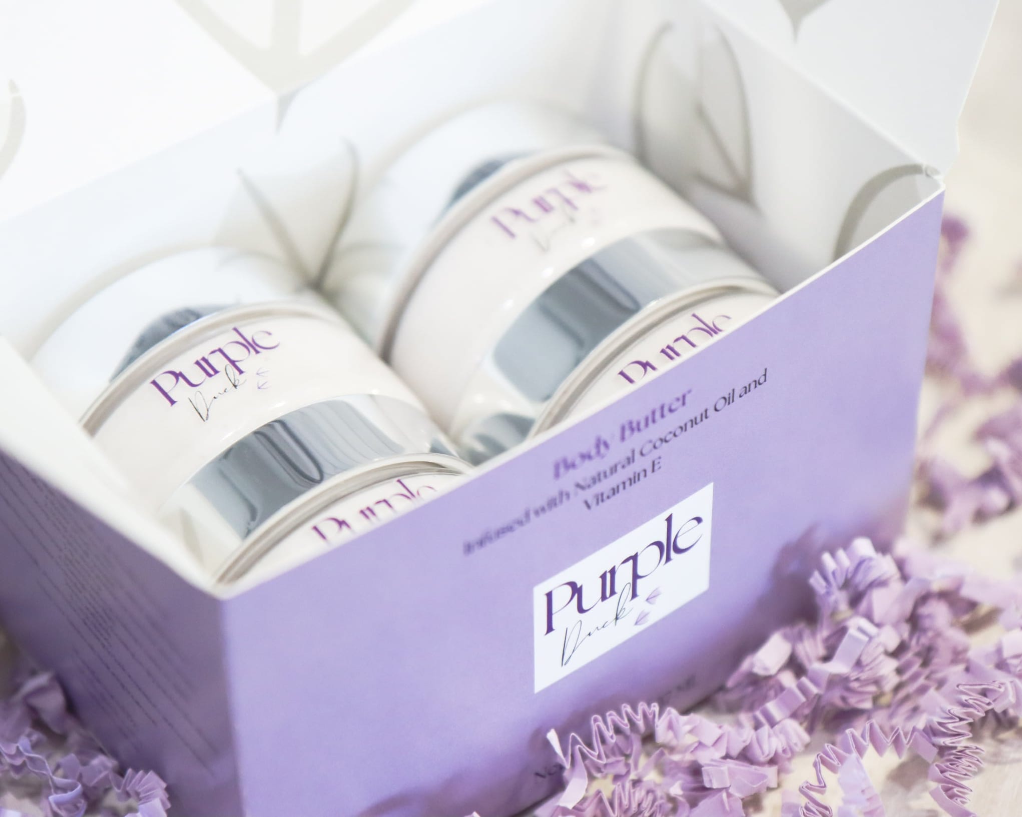Body Butter Sample Pack – Travel - Size Clean Moisturizers for Deep Hydration & Smooth Skin - Purple Duck