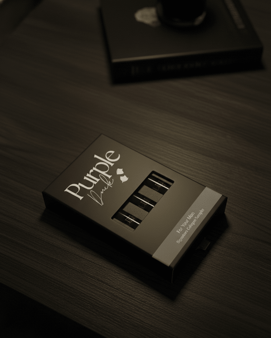 Clean Cologne Sample 3-pack sitting on a counter 